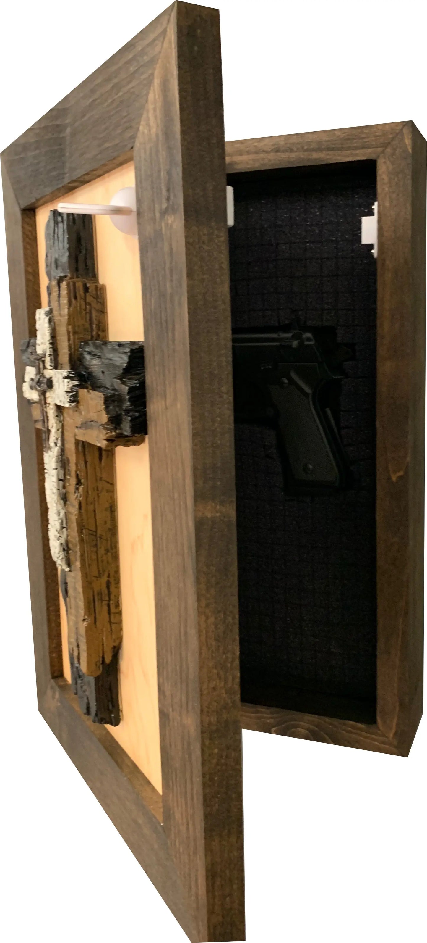 Three Layered Cross Decorative Wall-Mounted Secure Gun Cabinet Bellewood Designs