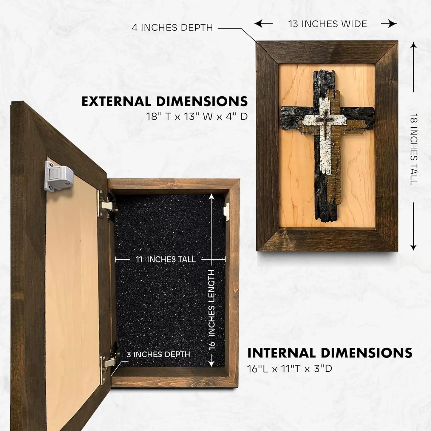 Three Layered Cross Decorative Wall-Mounted Secure Gun Cabinet Bellewood Designs