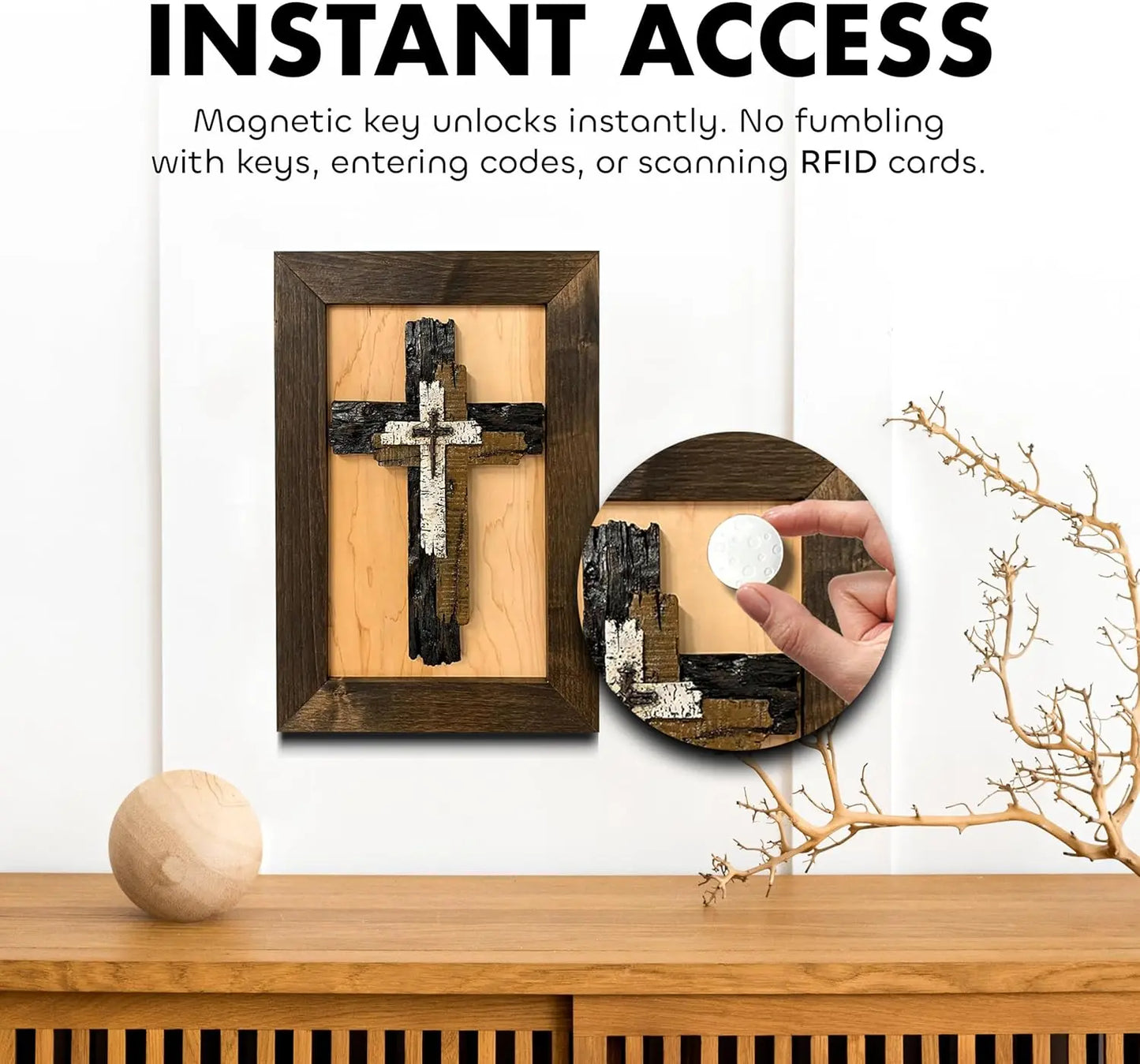 Three Layered Cross Decorative Wall-Mounted Secure Gun Cabinet Bellewood Designs