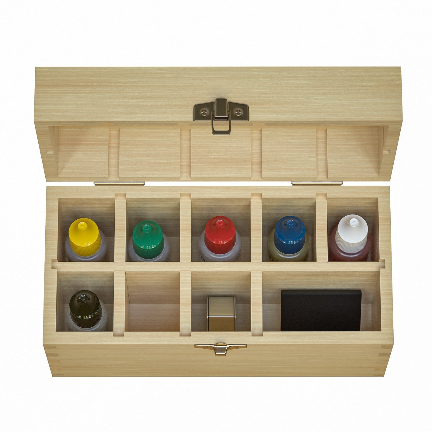 9 Slotted Large Wooden Bamboo Handcrafted Storage Box for Gold Silver Platinum Acid Jewelry Test Kit and Supplies GTE