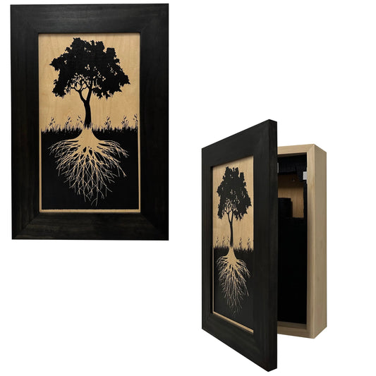 Hidden Gun Storage Tree Roots Silhouette Concealment Shelf Bellewood Designs