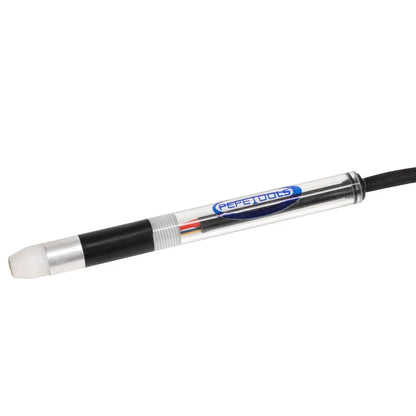 Angled view of TouchAmatic Wax Pen Worker showcasing its silver barrel, black grip, and white working tip with a white background