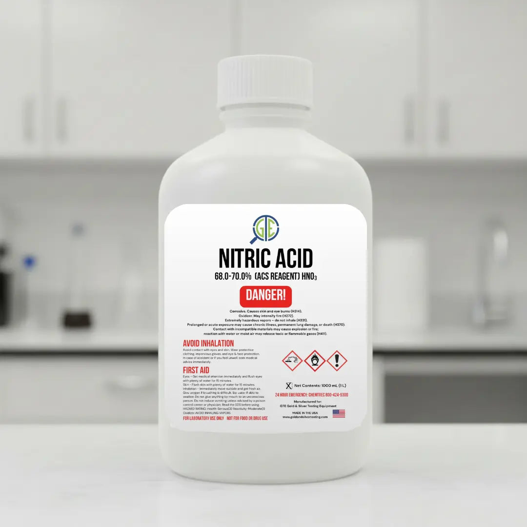 Aqua Regia Gold Refining Kit – 69.8–70% Nitric Acid & 31–37% Hydrochloric Acid (32oz/32oz) GTE GTE