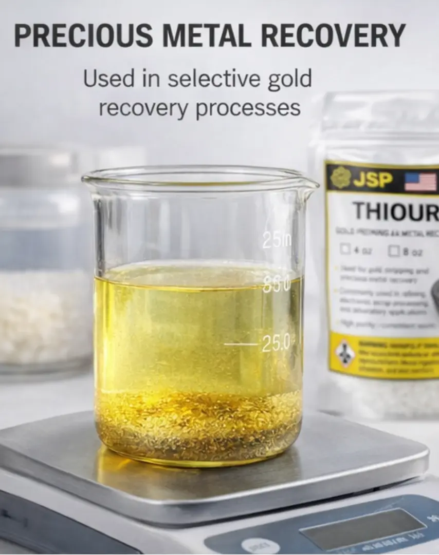 Thiourea solution used in selective gold recovery during precious metal refining