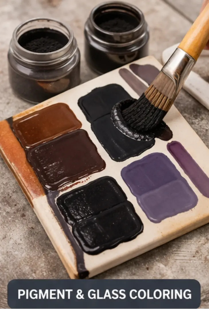 manganese dioxide powder mixed into ceramic glaze for pottery and ceramic coloring