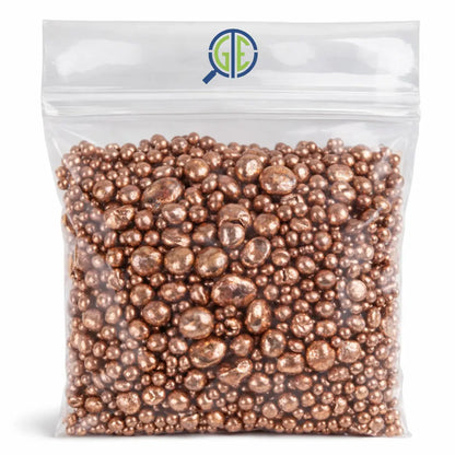 high purity copper shot stored for metal refining and alloy preparation