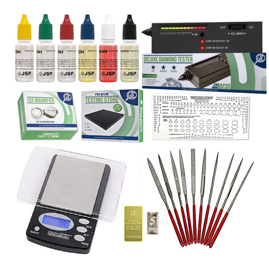 Gold Silver Platinum Diamond Jewelry Tester Appraisal Kit 10K 14K 18K 22K 24K Electronic Scale Test 30X Eye Loupe Magnifier Precious Metals 999 925 Scrap