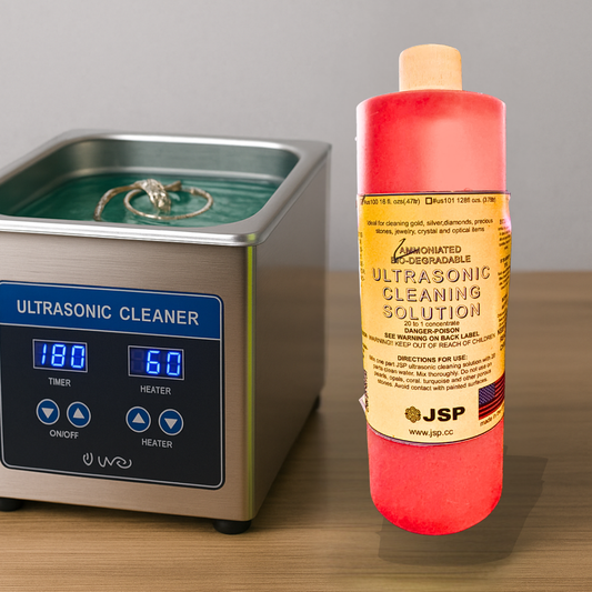 JSP Ultrasonic Cleaning Solution – 16 fl oz Ammoniated Jewelry Cleaner for Gold, Silver, and Precious Stones
