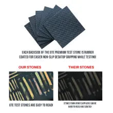 Black premium test stones with nonslip backs compared with other stones for easier gold testing