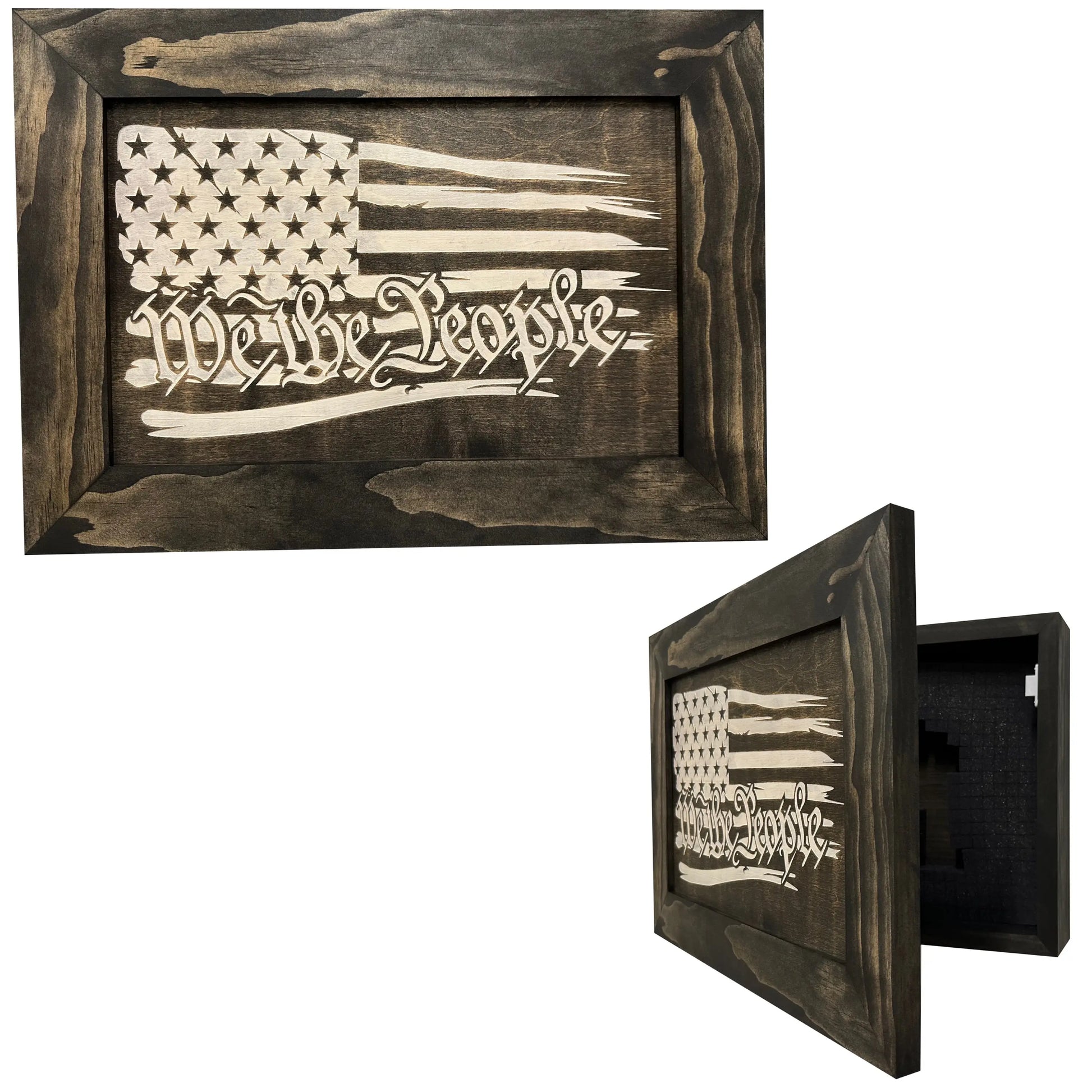 American Flag Gun Cabinet We The People Decorative and Secure Hidden Gun Safe (Black and White) - GOLD TESTING EQUIPMENT