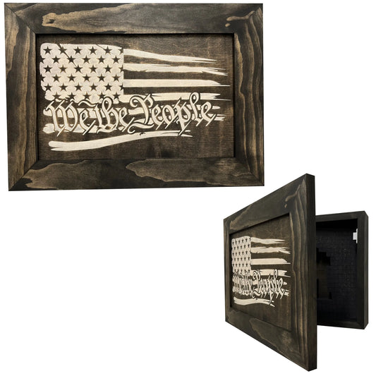 American Flag Gun Cabinet We The People Decorative and Secure Hidden Gun Safe (Black and White) - GOLD TESTING EQUIPMENT