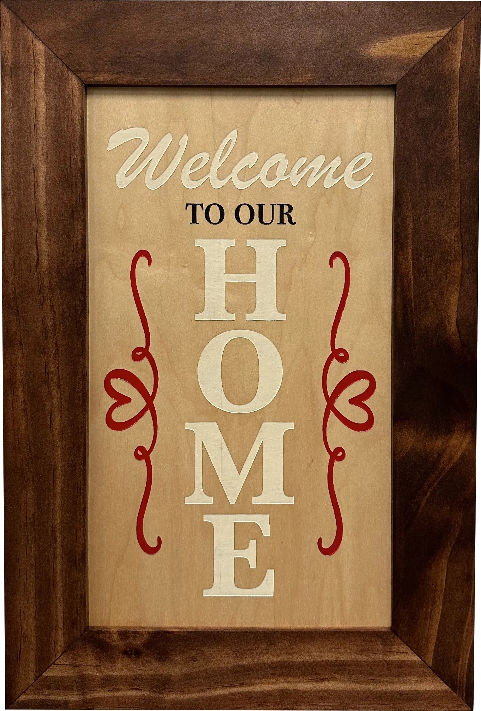 Wood Secure Gun Safe Welcome to our Home Wall Decor (Red Oak) Bellewood Designs