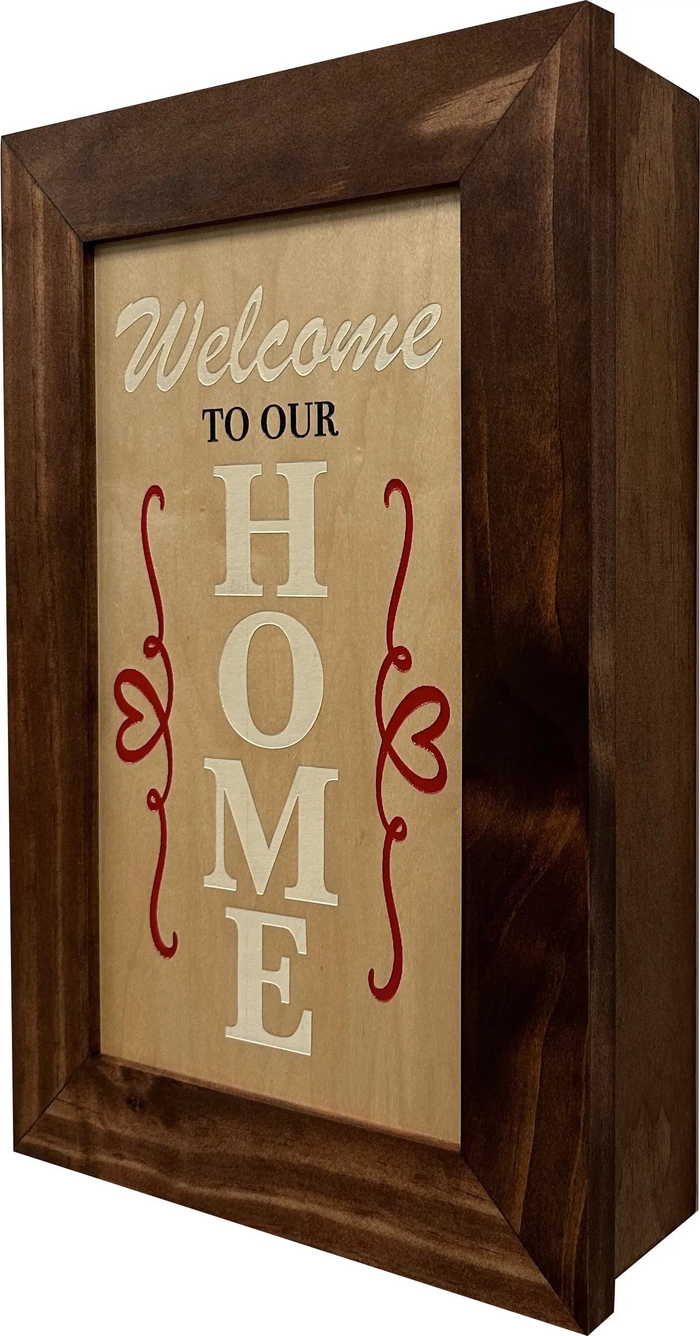 Wood Secure Gun Safe Welcome to our Home Wall Decor (Red Oak) Bellewood Designs