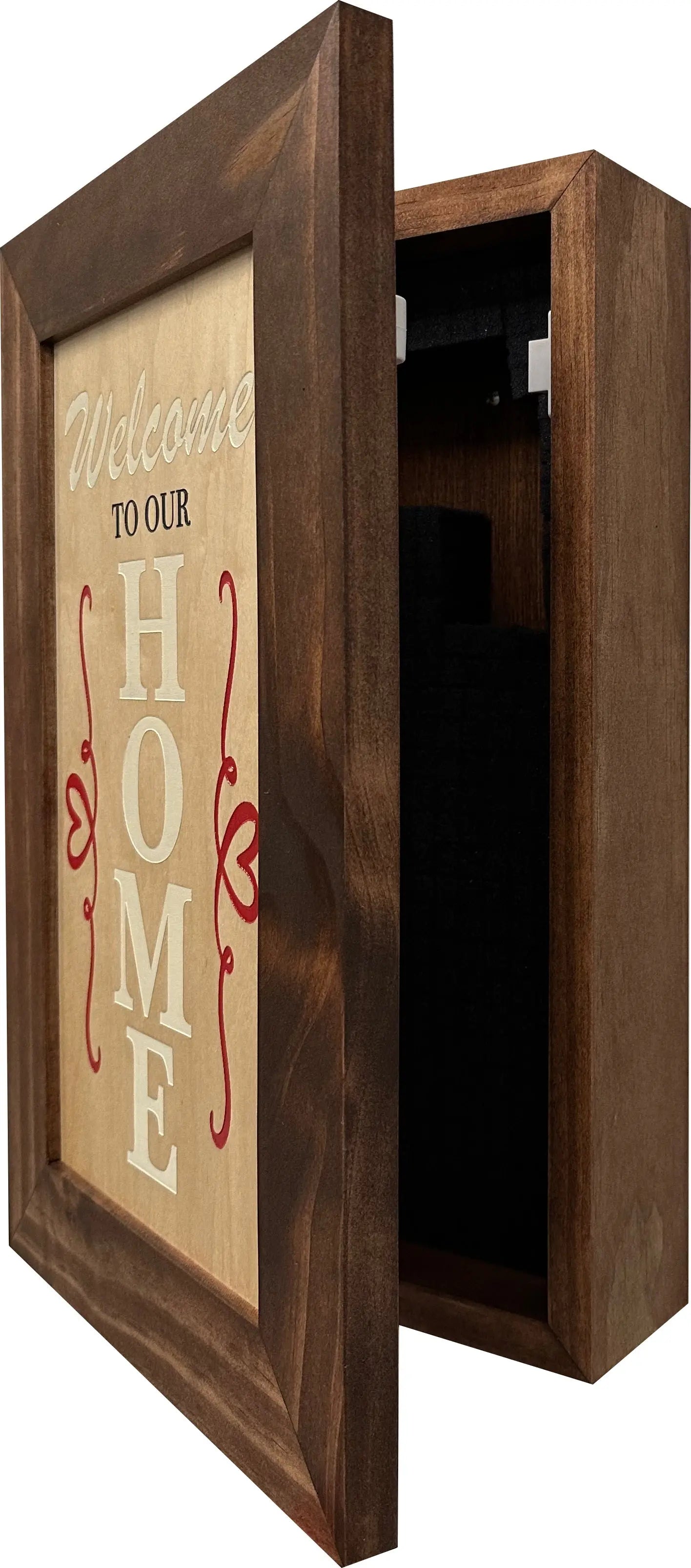 Wood Secure Gun Safe Welcome to our Home Wall Decor (Red Oak) Bellewood Designs