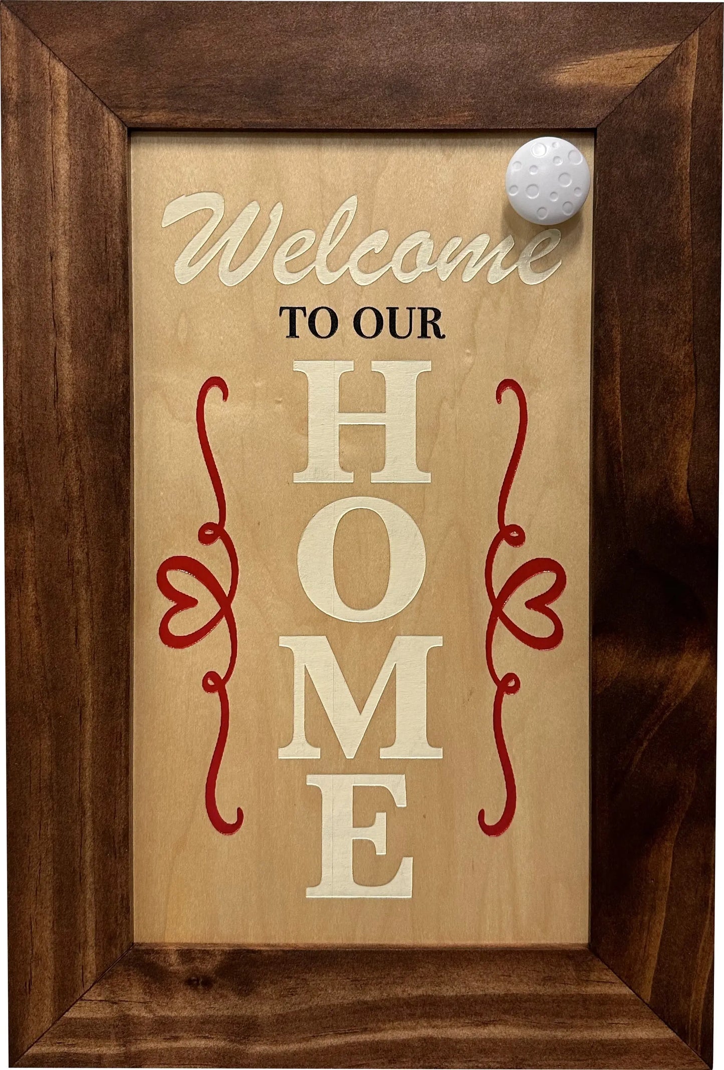 Wood Secure Gun Safe Welcome to our Home Wall Decor (Red Oak) Bellewood Designs
