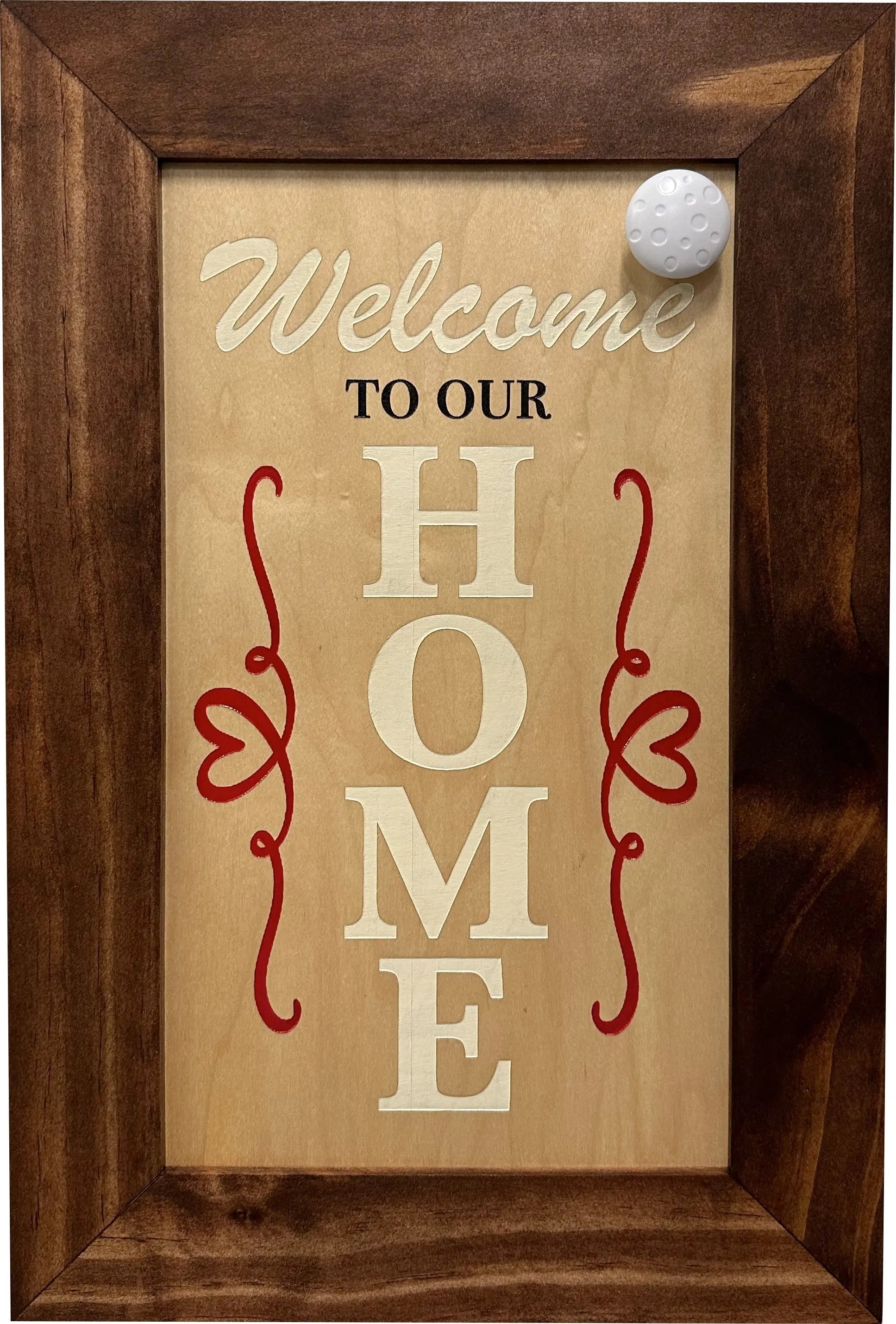 Wood Secure Gun Safe Welcome to our Home Wall Decor (Red Oak) Bellewood Designs