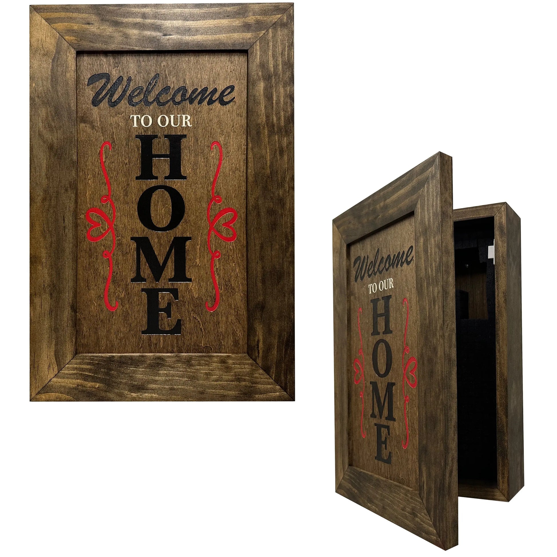 Wooden Secure Gun Safe Welcome to our Home Wall Decor (Jacobean) Bellewood Designs