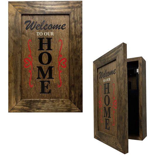 Wooden Secure Gun Safe Welcome to our Home Wall Decor (Jacobean) Bellewood Designs