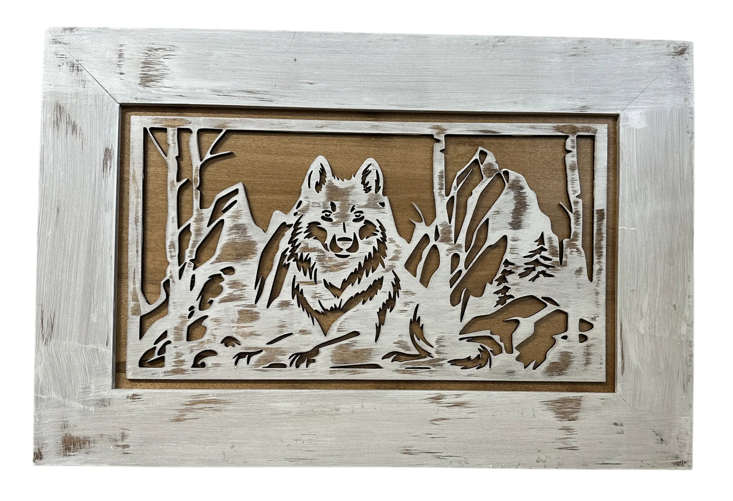 White Wolf Gun Concealment Furniture - Handcrafted Hidden Gun Storage Wall Decor - Hidden Gun Shelf with Magnetic Lock for Quick Access Bellewood Designs