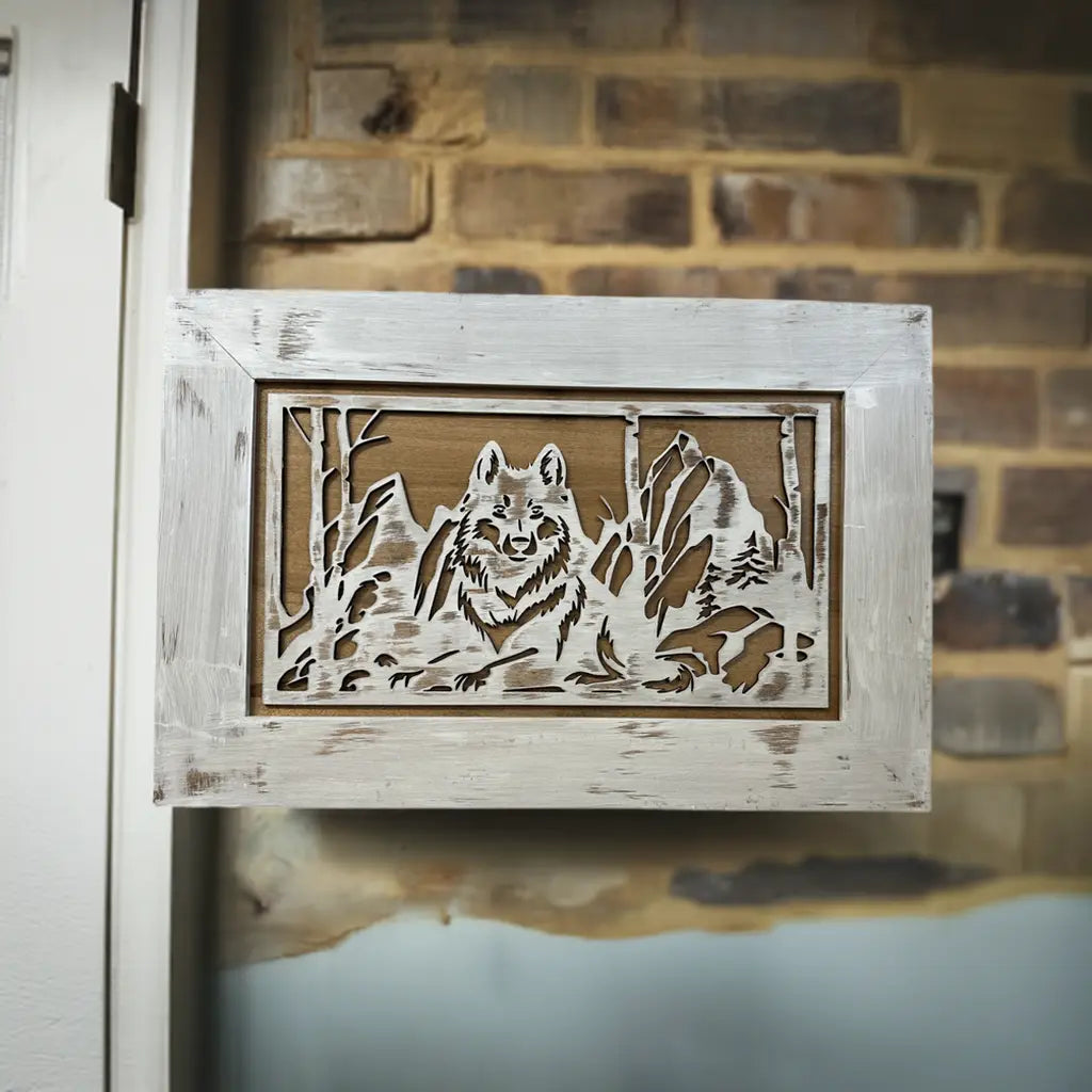 White Wolf Gun Concealment Furniture - Handcrafted Hidden Gun Storage Wall Decor - Hidden Gun Shelf with Magnetic Lock for Quick Access Bellewood Designs