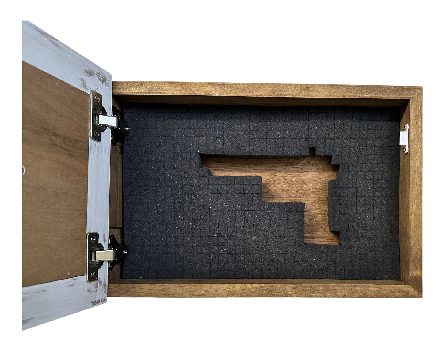 White Wolf Gun Concealment Furniture - Handcrafted Hidden Gun Storage Wall Decor - Hidden Gun Shelf with Magnetic Lock for Quick Access Bellewood Designs