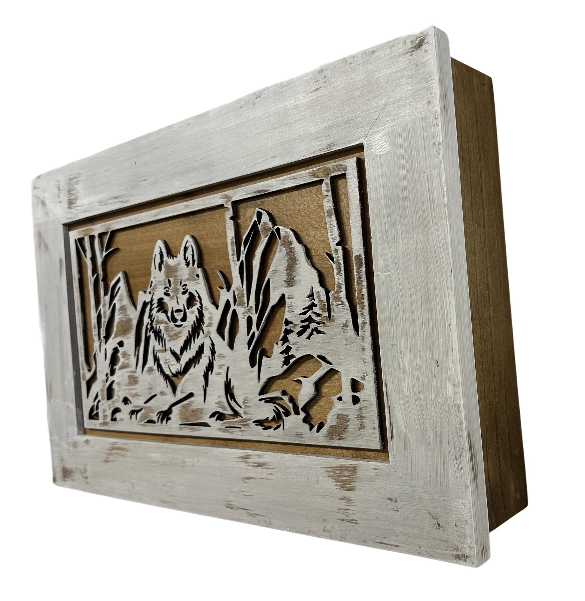 White Wolf Gun Concealment Furniture - Handcrafted Hidden Gun Storage Wall Decor - Hidden Gun Shelf with Magnetic Lock for Quick Access Bellewood Designs