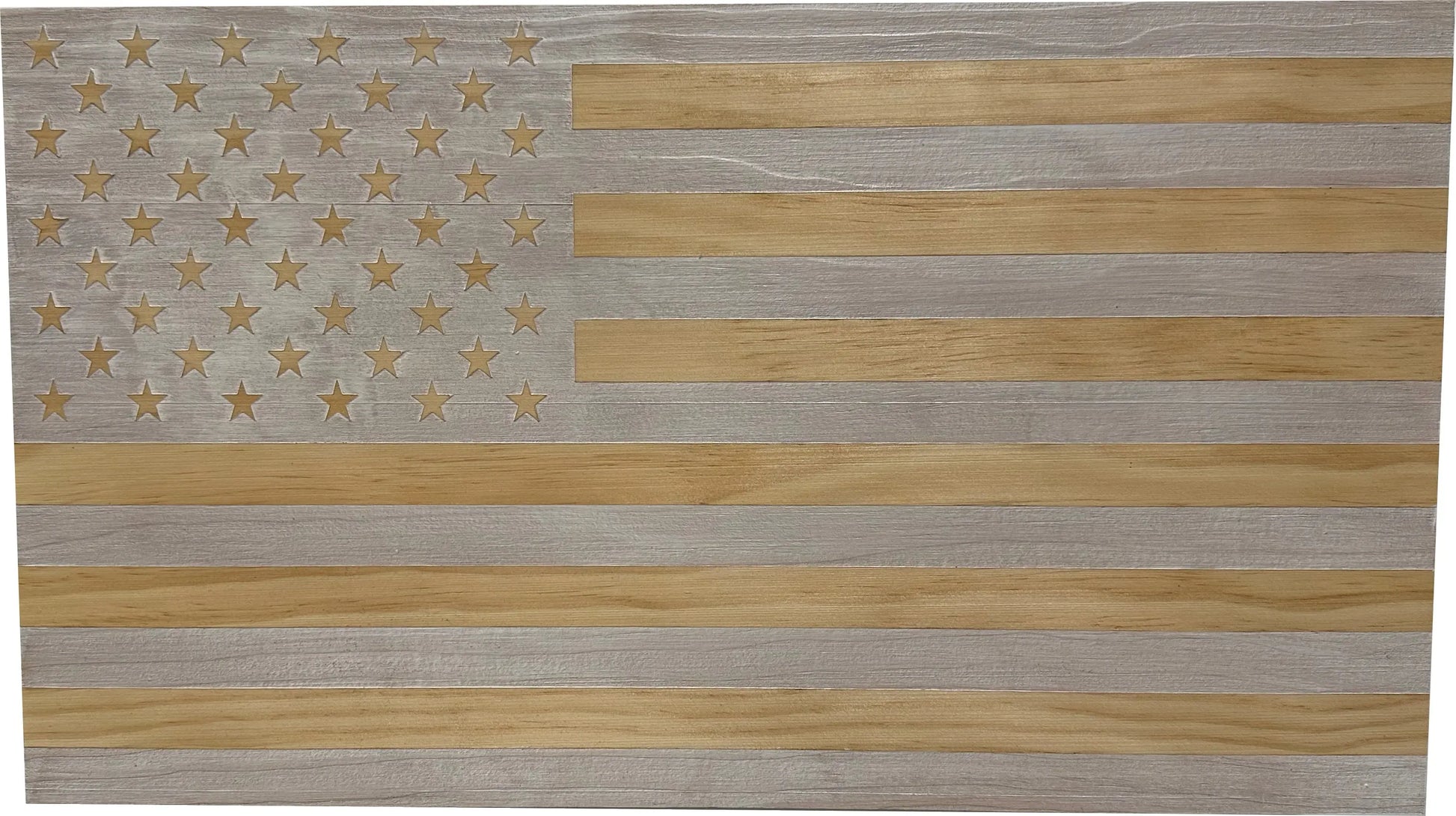 American Flag Decorative & Secure Wall-Mounted Gun Cabinet (Whitewashed) Bellewood Designs