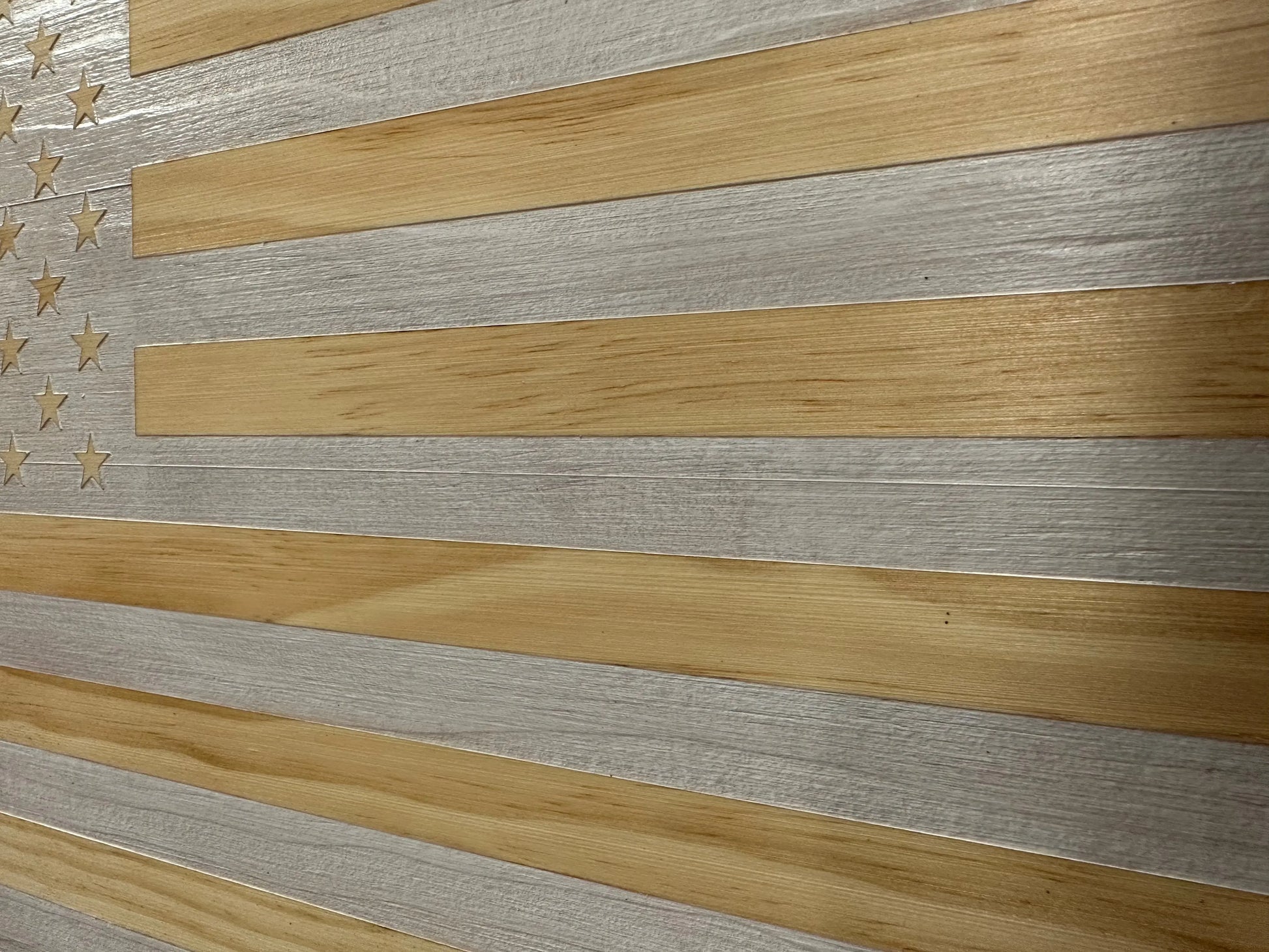 American Flag Decorative & Secure Wall-Mounted Gun Cabinet (Whitewashed) Bellewood Designs