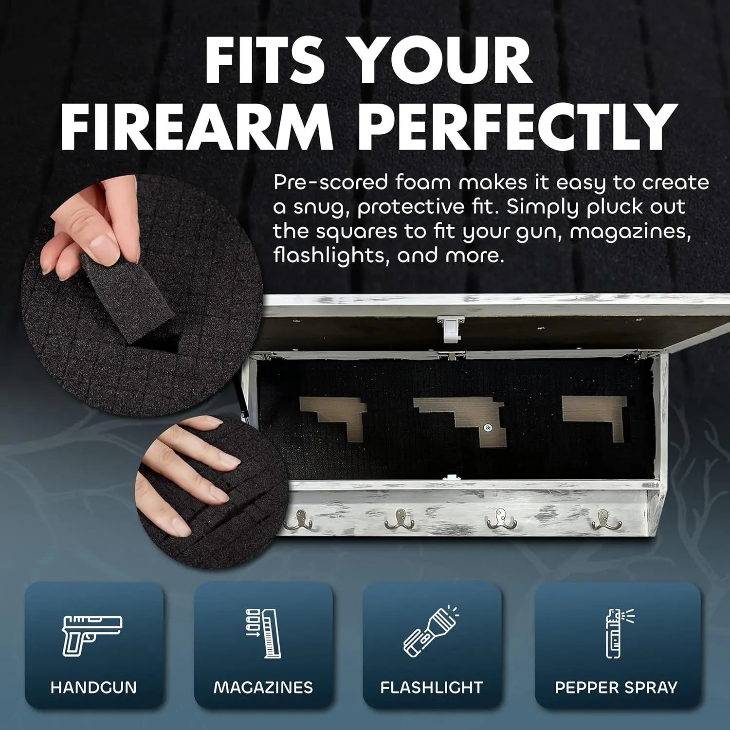 Winter Family Tree Gun Concealment Decor - Handcrafted Wooden Gun Cabinets - Gun Shelf Hidden Storage for Rifles, Shotguns, & Handguns - Quick Access Hidden Wall Safe Bellewood Designs