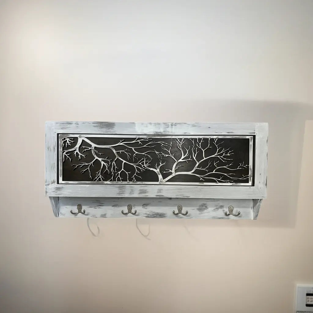 Winter Family Tree Gun Concealment Decor - Handcrafted Wooden Gun Cabinets - Gun Shelf Hidden Storage for Rifles, Shotguns, & Handguns - Quick Access Hidden Wall Safe Bellewood Designs