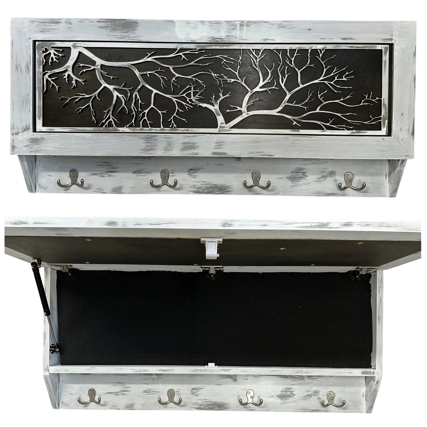 Winter Family Tree Gun Concealment Decor - Handcrafted Wooden Gun Cabinets - Gun Shelf Hidden Storage for Rifles, Shotguns, & Handguns - Quick Access Hidden Wall Safe Bellewood Designs