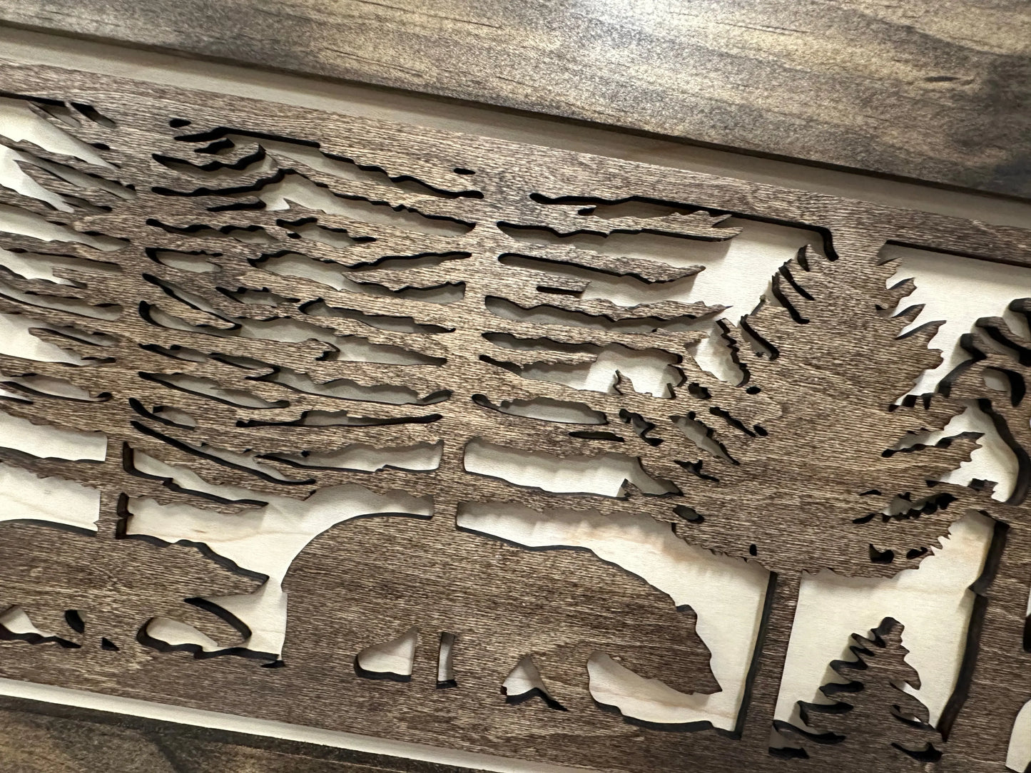 Wood Gun Cabinet Bears In The Woods Wall Decoration - Hidden Gun Safe To Securely Store Your Gun In Plain Sigh Bellewood Designs