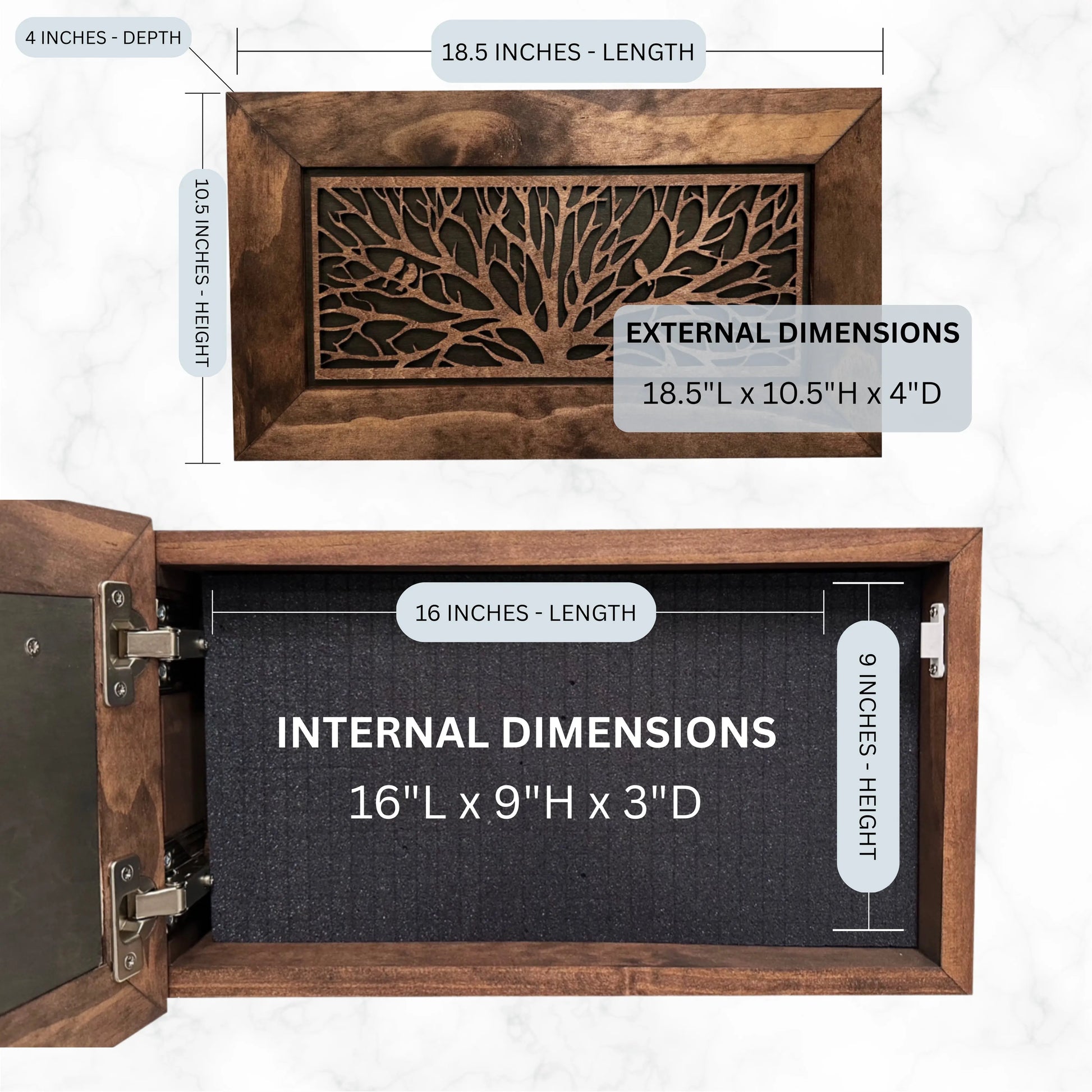 Wood Gun Cabinet Birds In A Tree Wall Decoration - Hidden Gun Safe To Securely Store Your Gun In Plain Sight Bellewood Designs