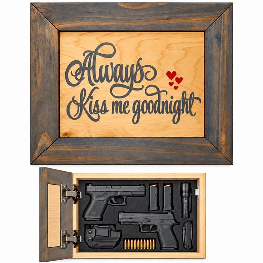 Laser-Engraved Always Kiss Me Goodnight Concealed Handgun Storage Cabinet
