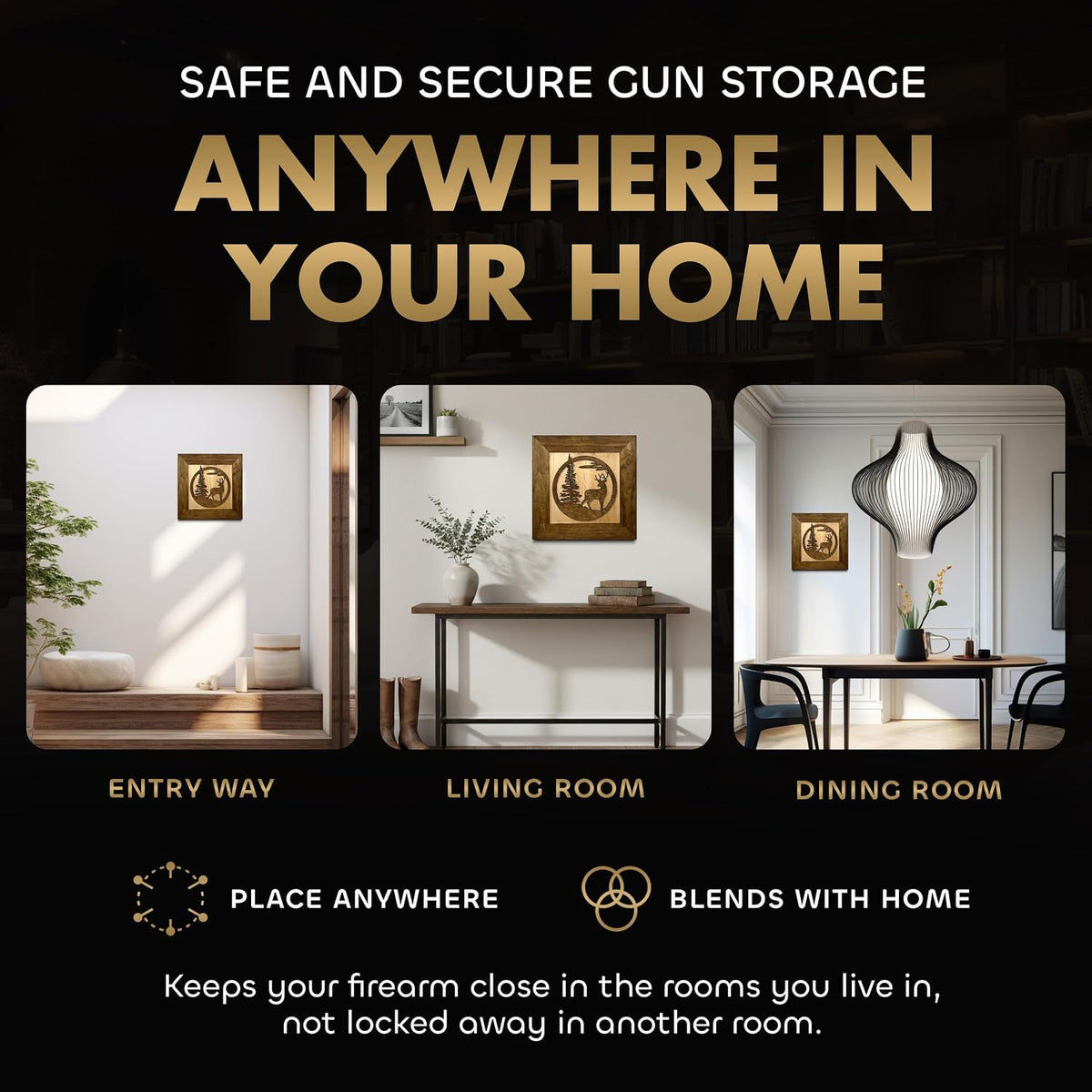 Big Buck Hidden Gun Safe, Deer Wall Art Gun Concealment Furniture