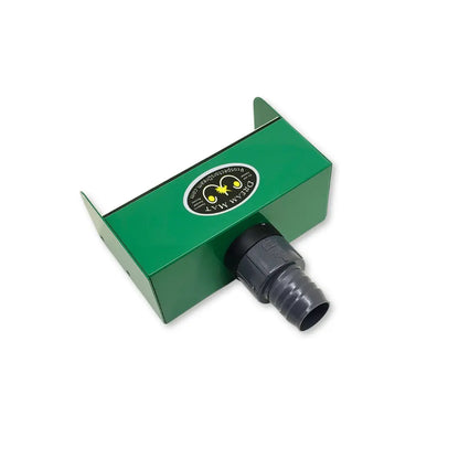Angled view of Prospectors Dream eight inch Header Box Kit showcasing green metal housing and black outlet connector on a white background