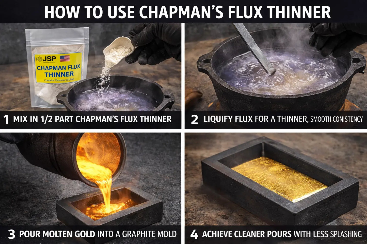 Chapman’s Flux Thinner – Gold Smelting & Black Sand Refining Flux Additive for Cleaner Metal Pours JSP