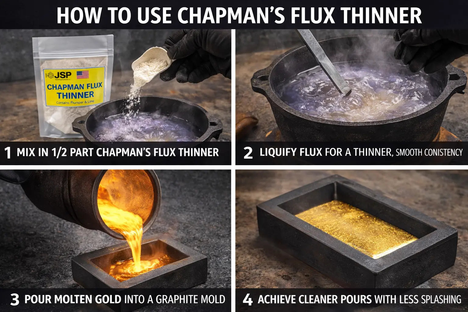 Chapman’s Flux Thinner – Gold Smelting & Black Sand Refining Flux Additive for Cleaner Metal Pours JSP