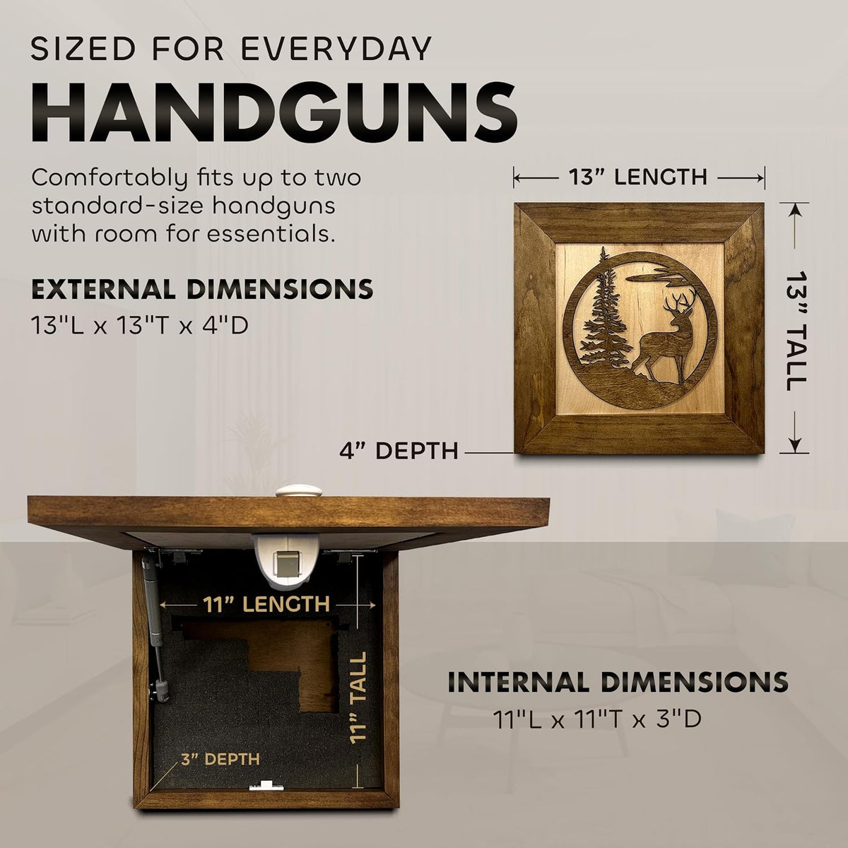 Big Buck Hidden Gun Safe, Deer Wall Art Gun Concealment Furniture
