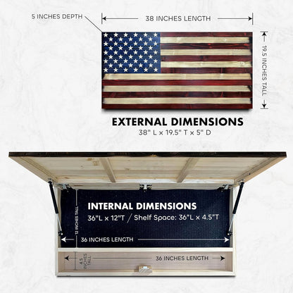 Large American Flag Hidden Gun Safe with Magnetic Lock (Red and Blue)