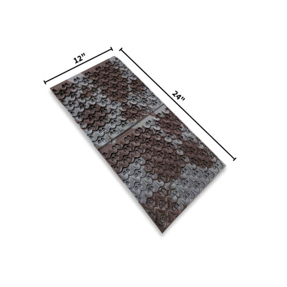 Angled view of 12X24 Sluice Mat - Mini Dream Mat showcasing textured riffles with 12 and 24 inch markings