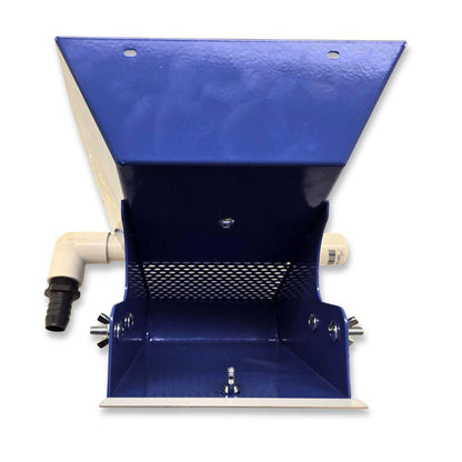 Front view of 6-inch Highbanker Hopper for Sluice Box with perforated screen and side water fittings on white