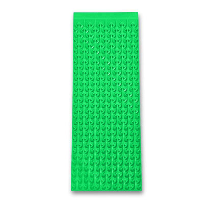 Front view of 6X16 Micro Sluice Mat (2nd Gen) - Dream Mat showcasing green raised repeating pattern on white background