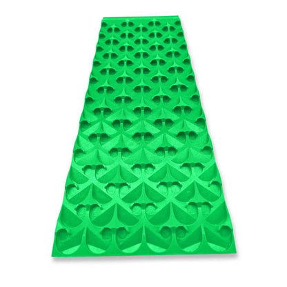 Front view of 6X16 Mini Sluice Mat showcasing a raised repeating riffle pattern on a white background