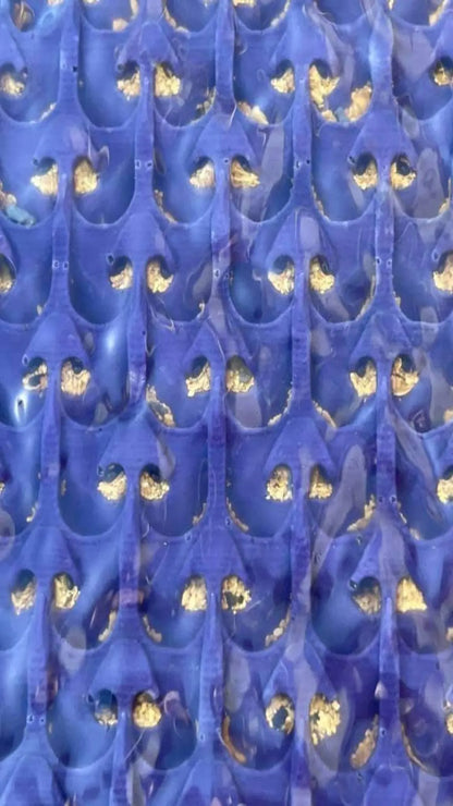 Close-up of 8X36 Micro Sluice Mat showcasing blue riffles holding gold particles