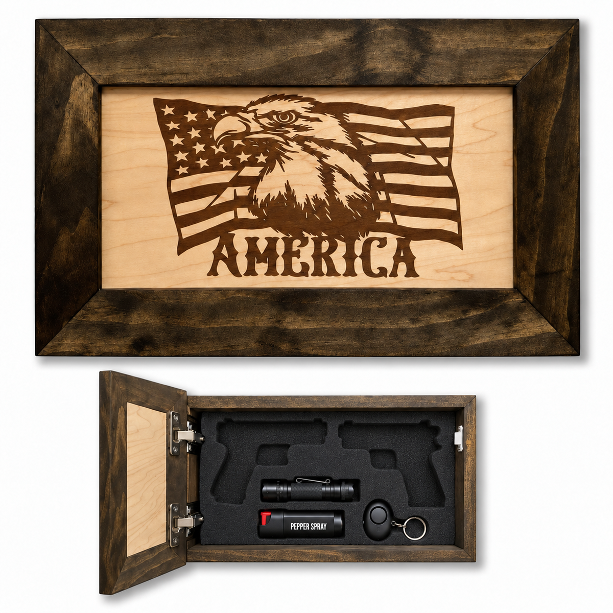 American Flag with Patriotic Eagle Hidden Gun Storage Concealed Furniture