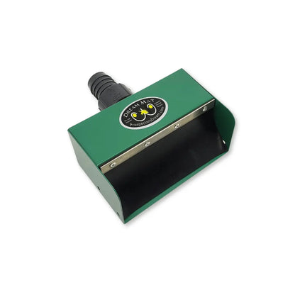 Angled view of 8 inch Header Box Kit showcasing green sluice box and black mat on white background