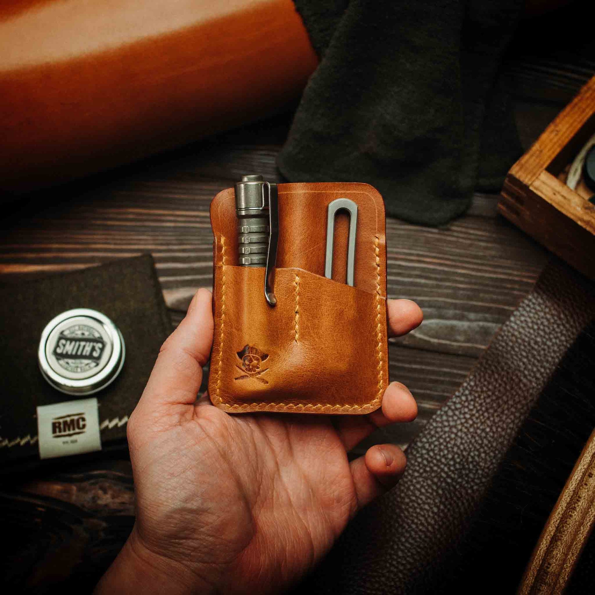 Pirate Goods First Mate Mini Pocket Organizer – Small Leather EDC Pocket Slip Pirate Goods