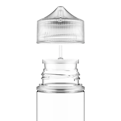 Front view of 4 ounce Flux Applicator Jar with Nozzle showcasing clear tip on dark background