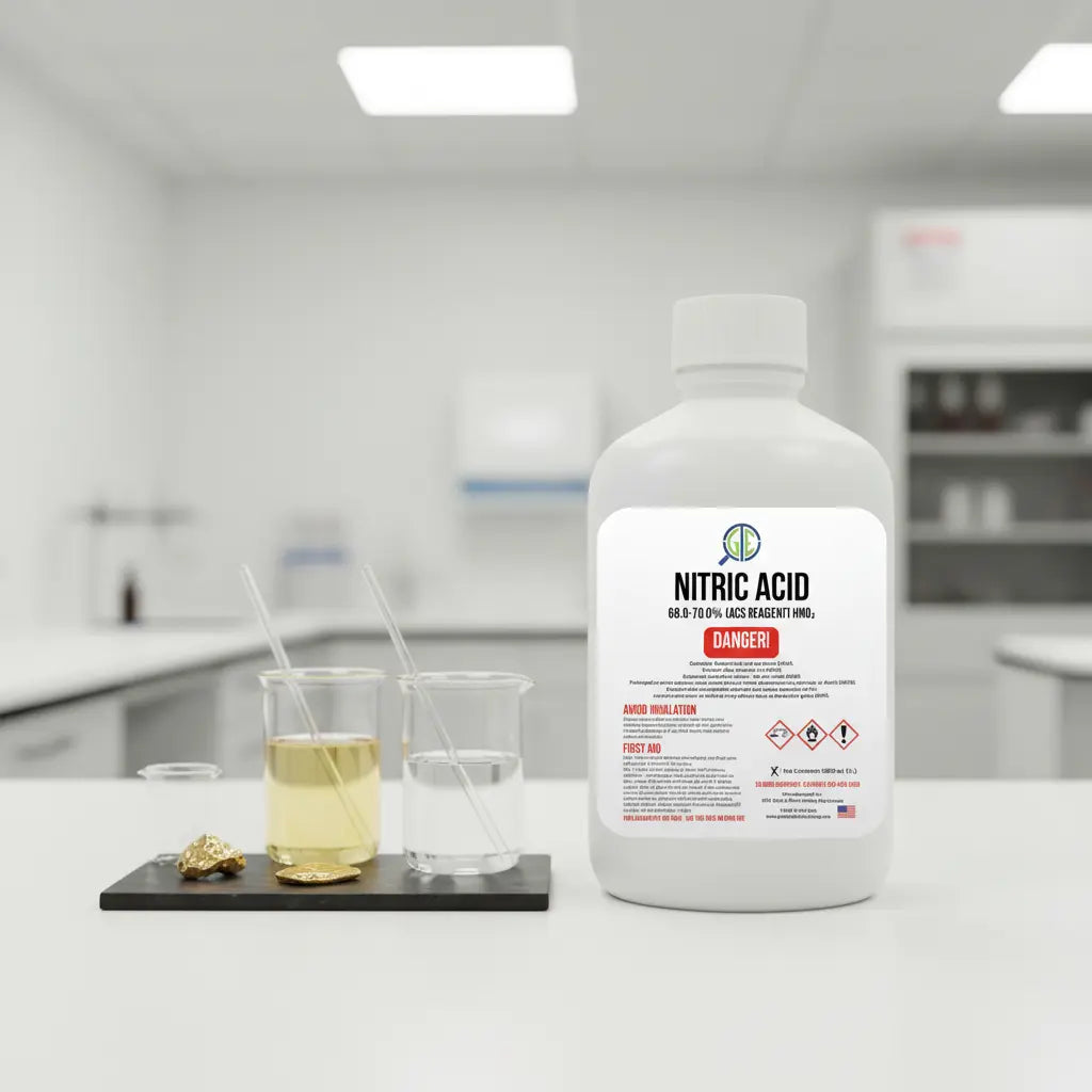 Aqua Regia Gold Refining Kit – 69.8–70% Nitric Acid & 31–37% Hydrochloric Acid (32oz/32oz) GTE GTE